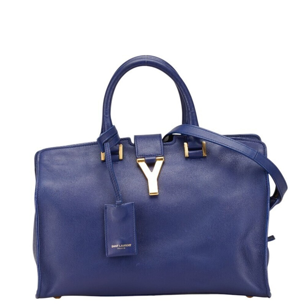Saint Laurent YSL Cabas 2way Shoulder Bag blue leather